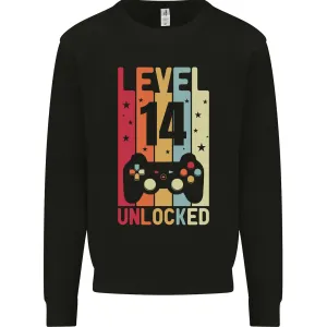 14th Birthday 14 Year Old Level Up Gaming Kids Sweatshirt Jumper