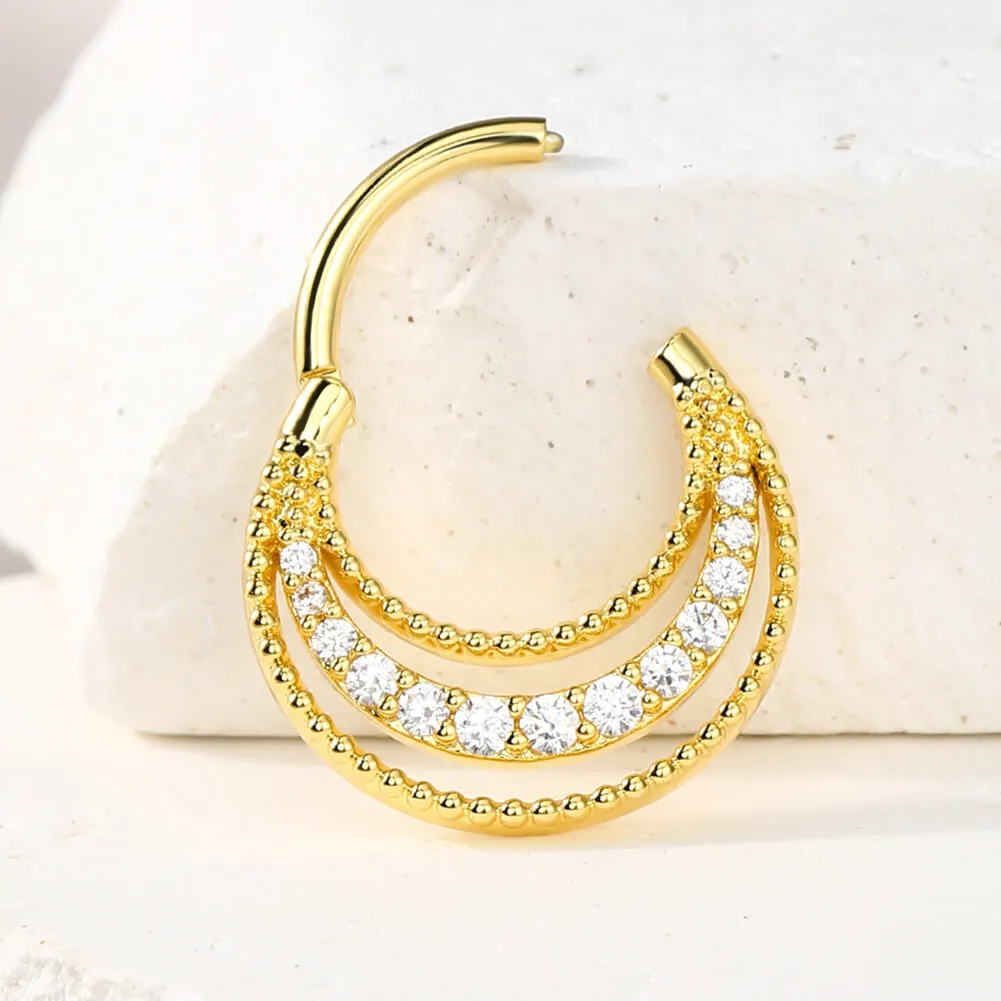 16G Palace Style Hinged Segment Septum Ring Daith Earrings