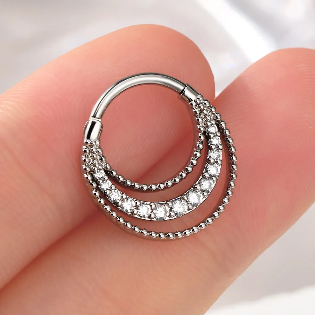 16G Palace Style Hinged Segment Septum Ring Daith Earrings