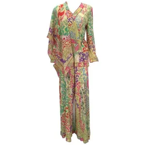 Amazing 1970s Bessi Multicolored Silk Ensemble