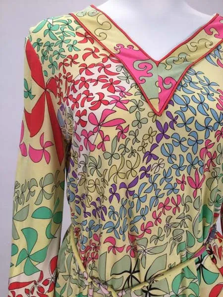 Amazing 1970s Bessi Multicolored Silk Ensemble