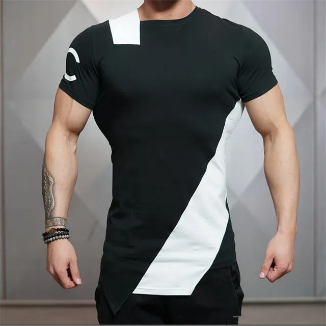 Asymmetric Two Color Accent Fitness Shirt