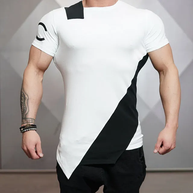 Asymmetric Two Color Accent Fitness Shirt