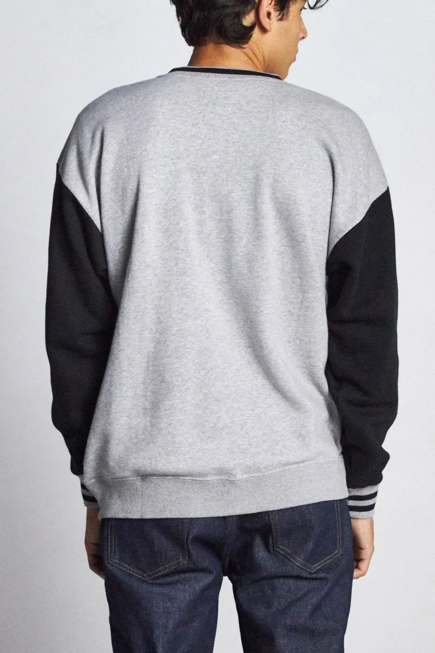 B-Shield Henley Crew Fleece - Heather Grey/Black