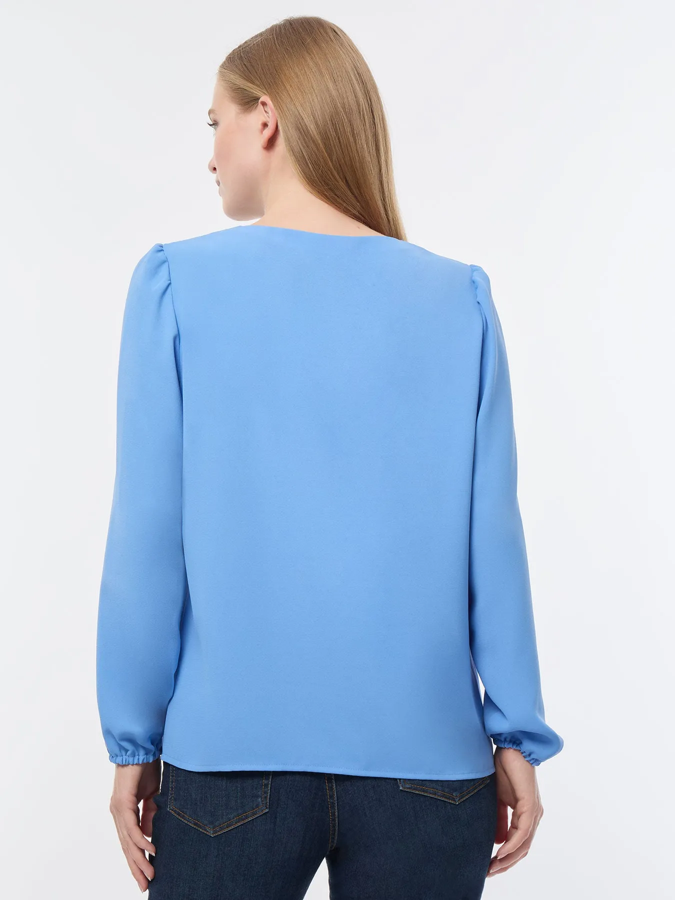 Button Front Blouse, Jasper Crepe