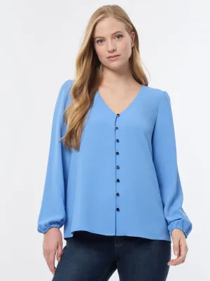 Button Front Blouse, Jasper Crepe