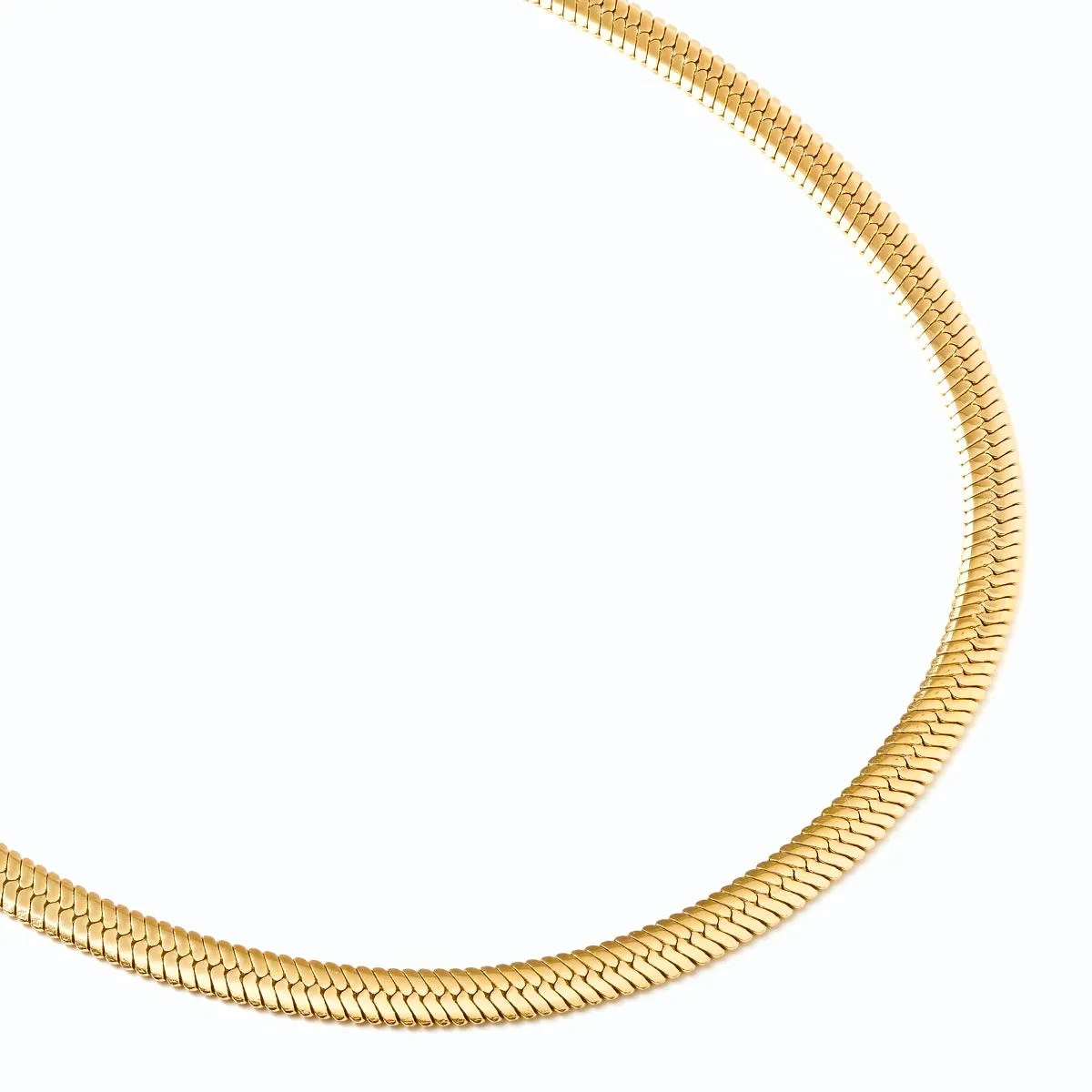 C004G B.Tiff 4mm Gold Plated Herringbone Stainless Steel Chain Necklace