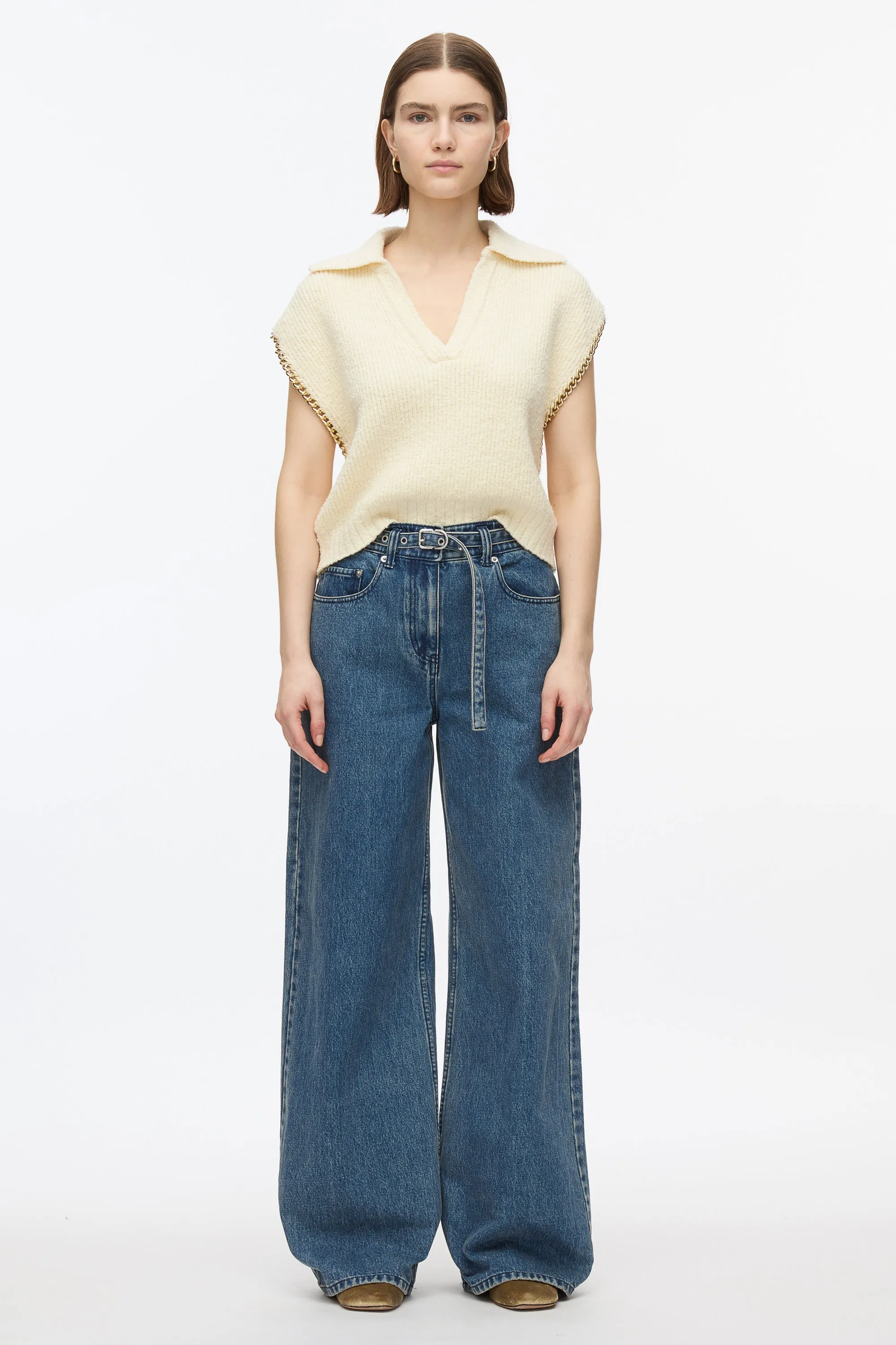 Chainlink Bouclé Cropped Polo