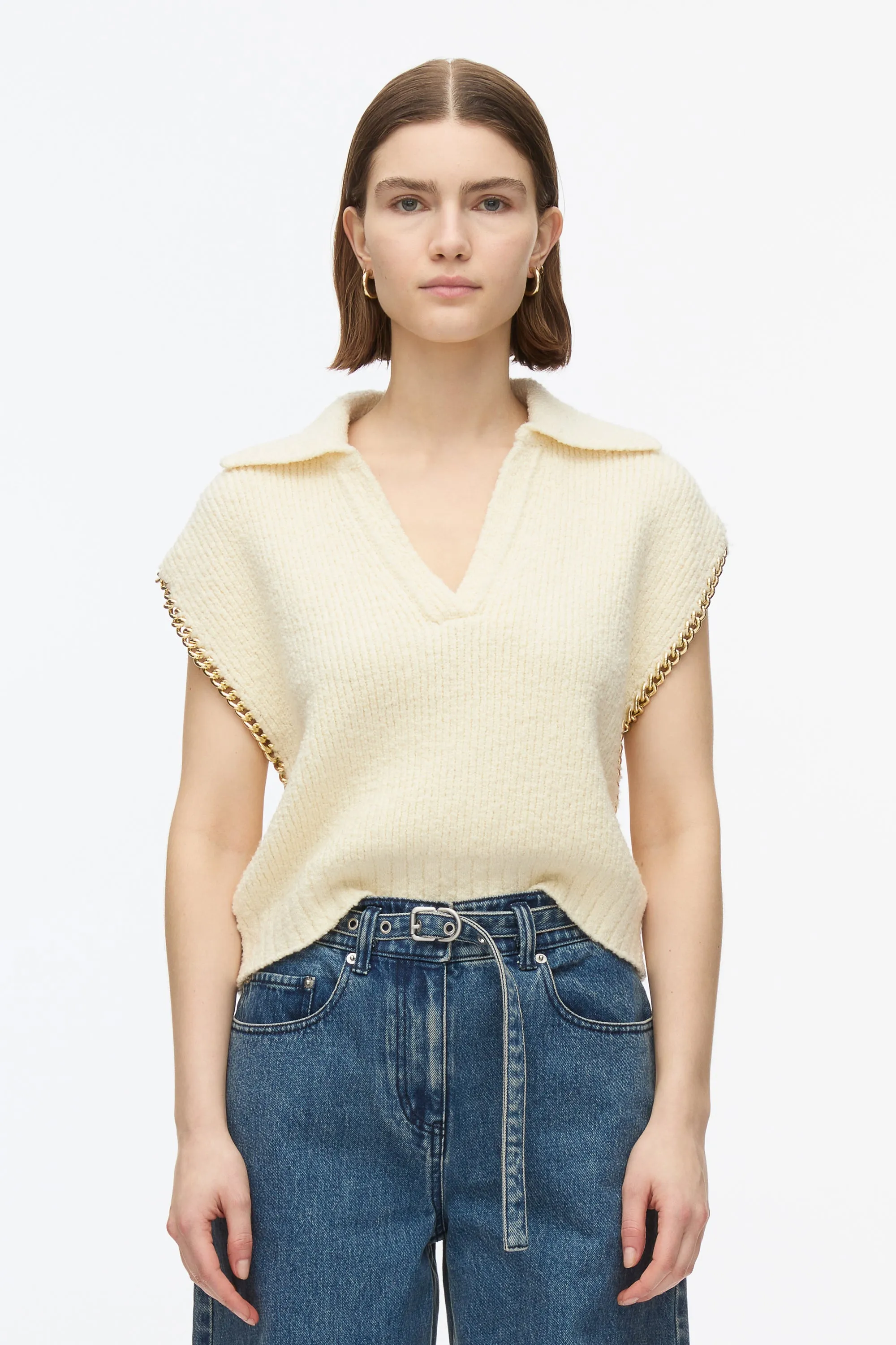 Chainlink Bouclé Cropped Polo