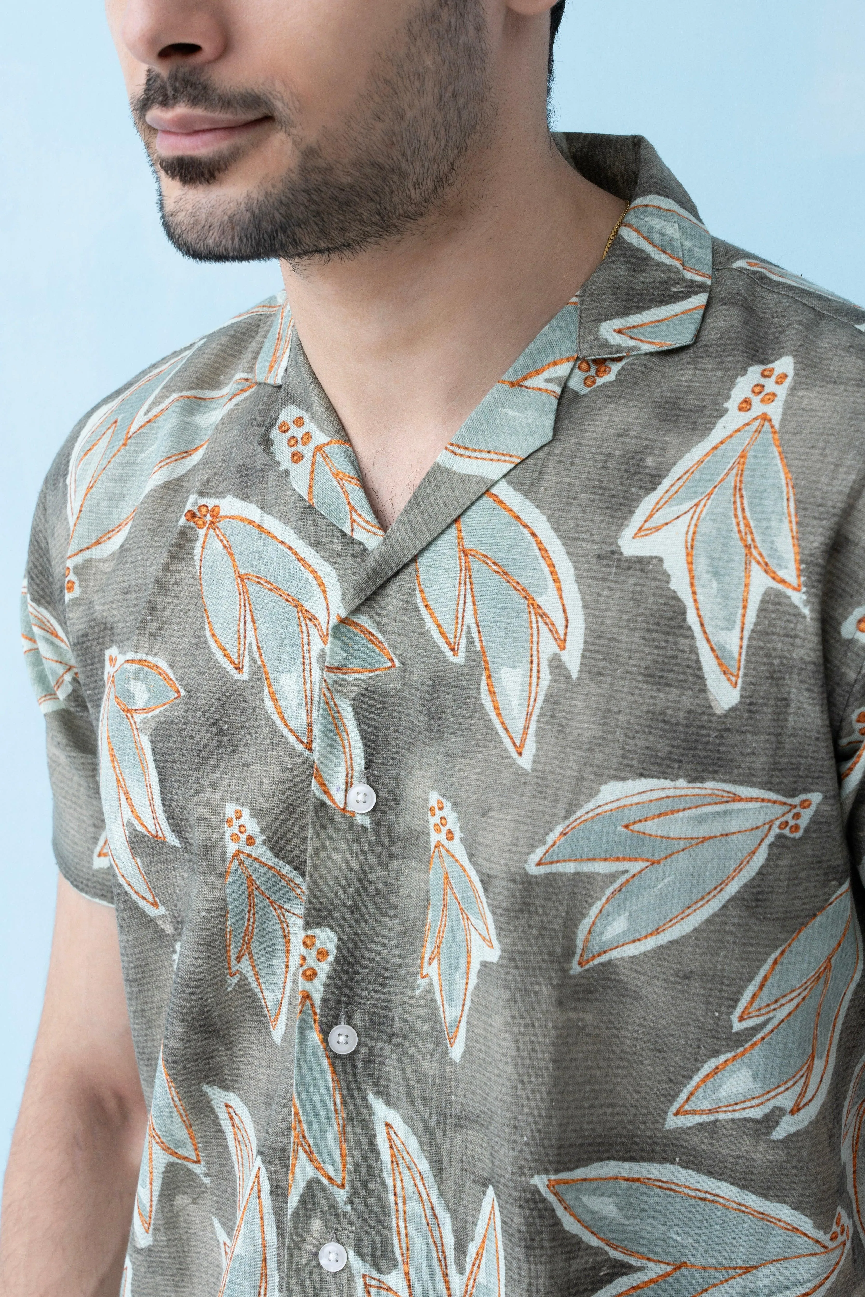 Coastline Hemp Cuban Shirt in Leafy Sage