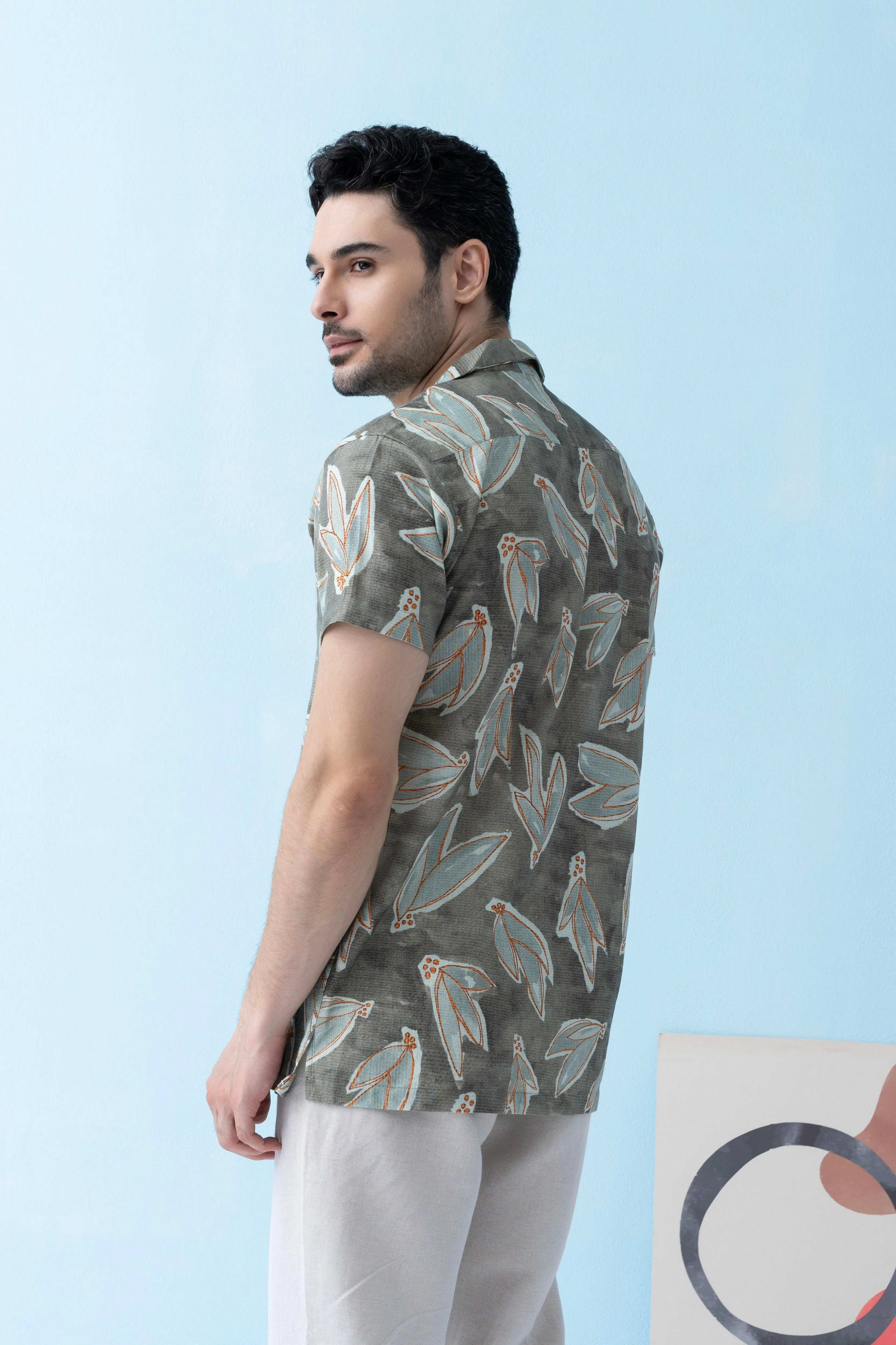 Coastline Hemp Cuban Shirt in Leafy Sage