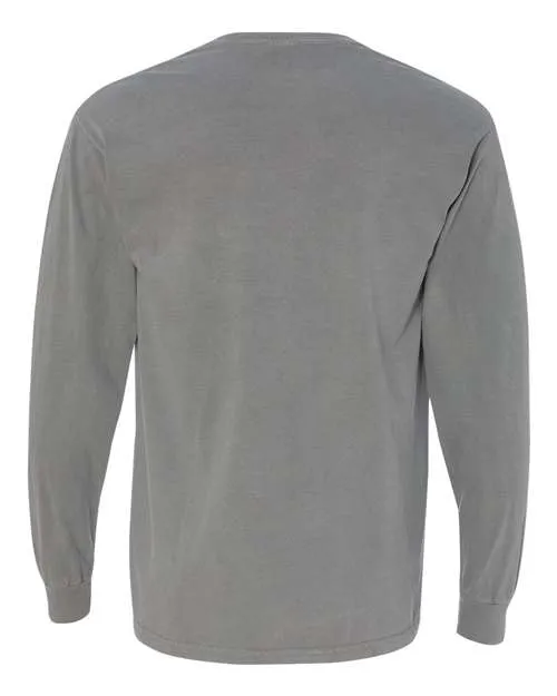 Comfort Colors Garment-Dyed Heavyweight Long Sleeve Pocket T-Shirt 4410 Grey