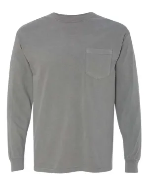 Comfort Colors Garment-Dyed Heavyweight Long Sleeve Pocket T-Shirt 4410 Grey