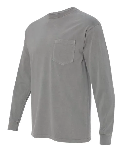 Comfort Colors Garment-Dyed Heavyweight Long Sleeve Pocket T-Shirt 4410 Grey