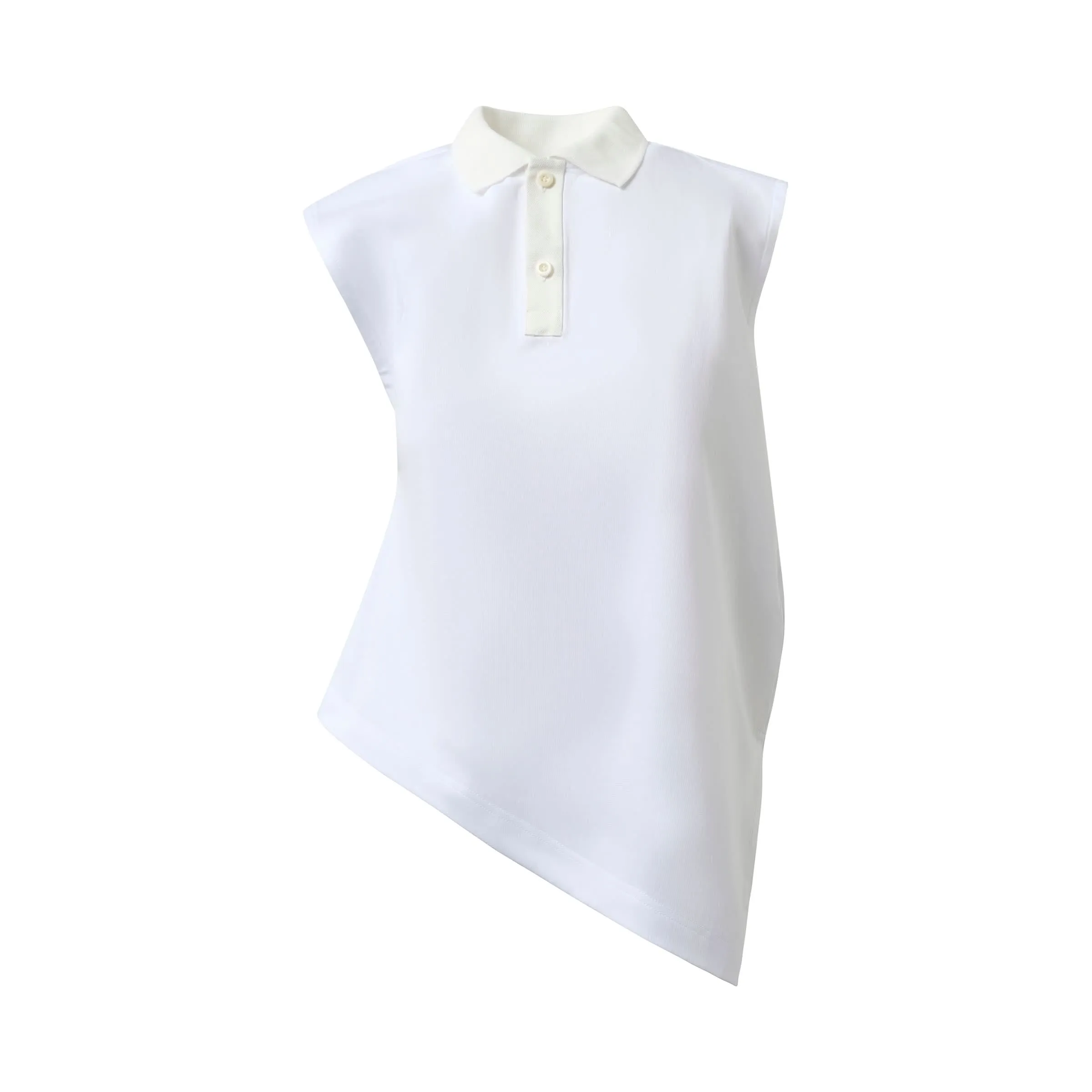 Cotton Poplin x Cotton Jersey Polo in Off White