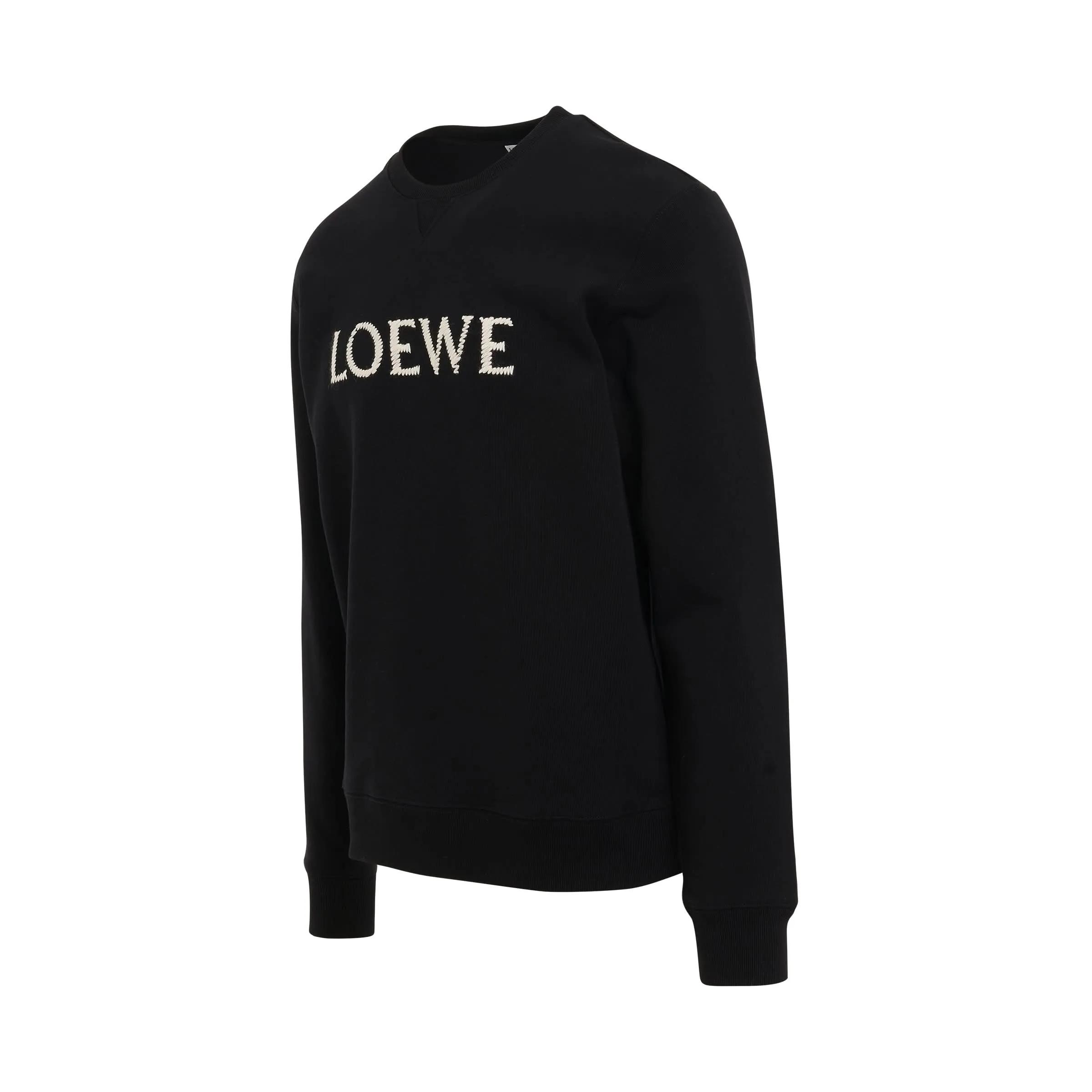 Embroidered Logo Cotton Sweatshirt in Black