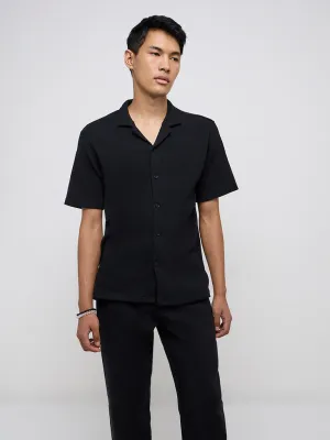 ETA Black Ribbed Relaxed Fit Shirt