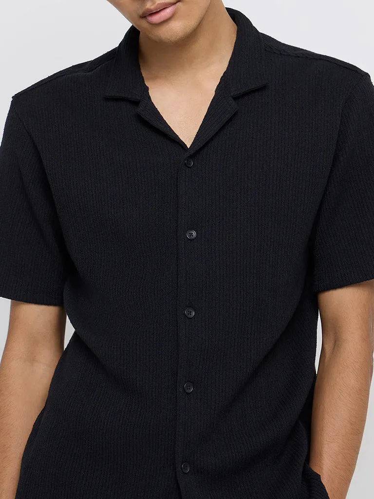 ETA Black Ribbed Relaxed Fit Shirt