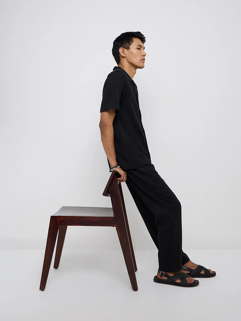 ETA Black Ribbed Relaxed Fit Shirt