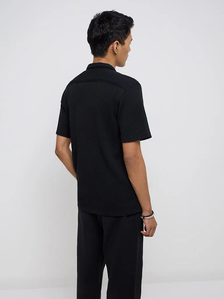 ETA Black Ribbed Relaxed Fit Shirt