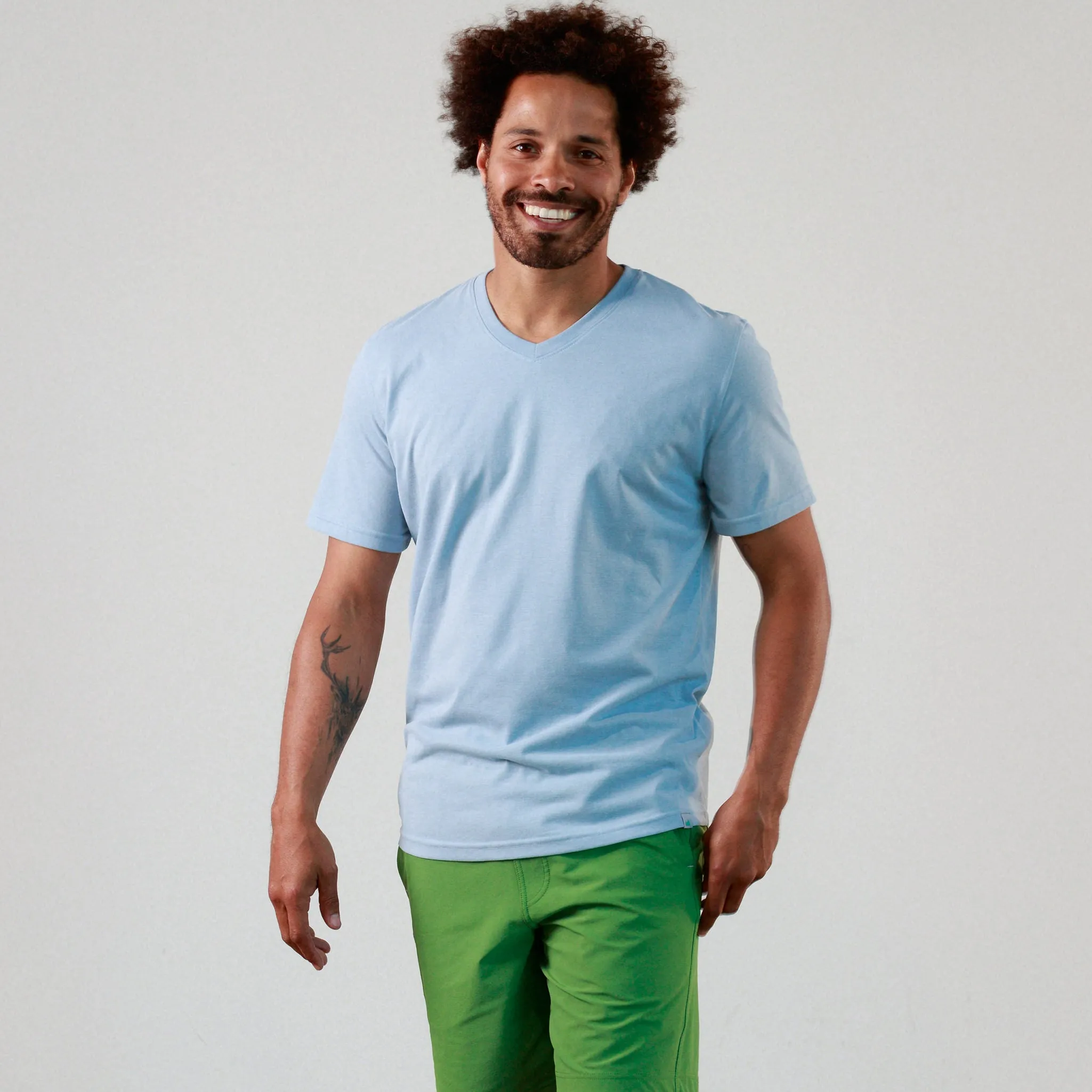 Everyday Tee with V-Neck in Sky Blue