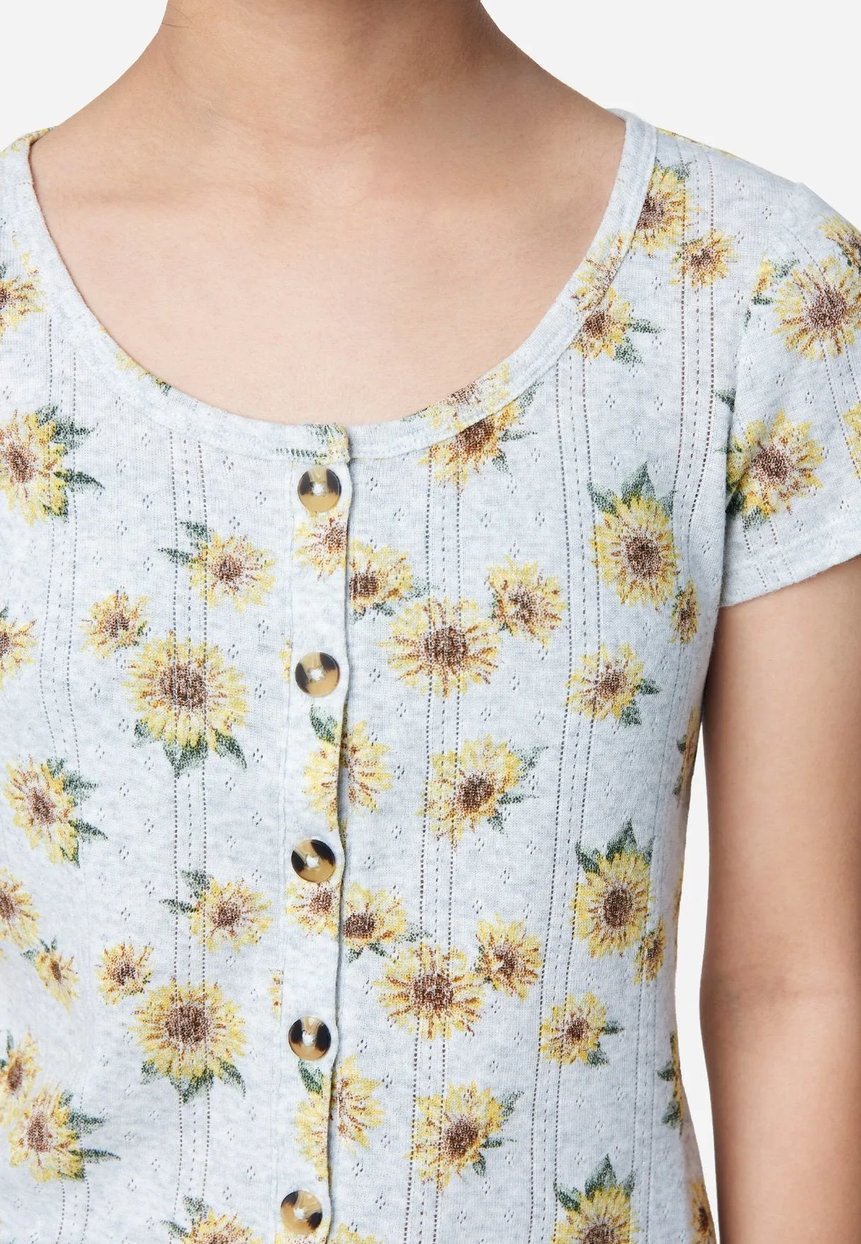 Floral Henley Top & Hair Tie