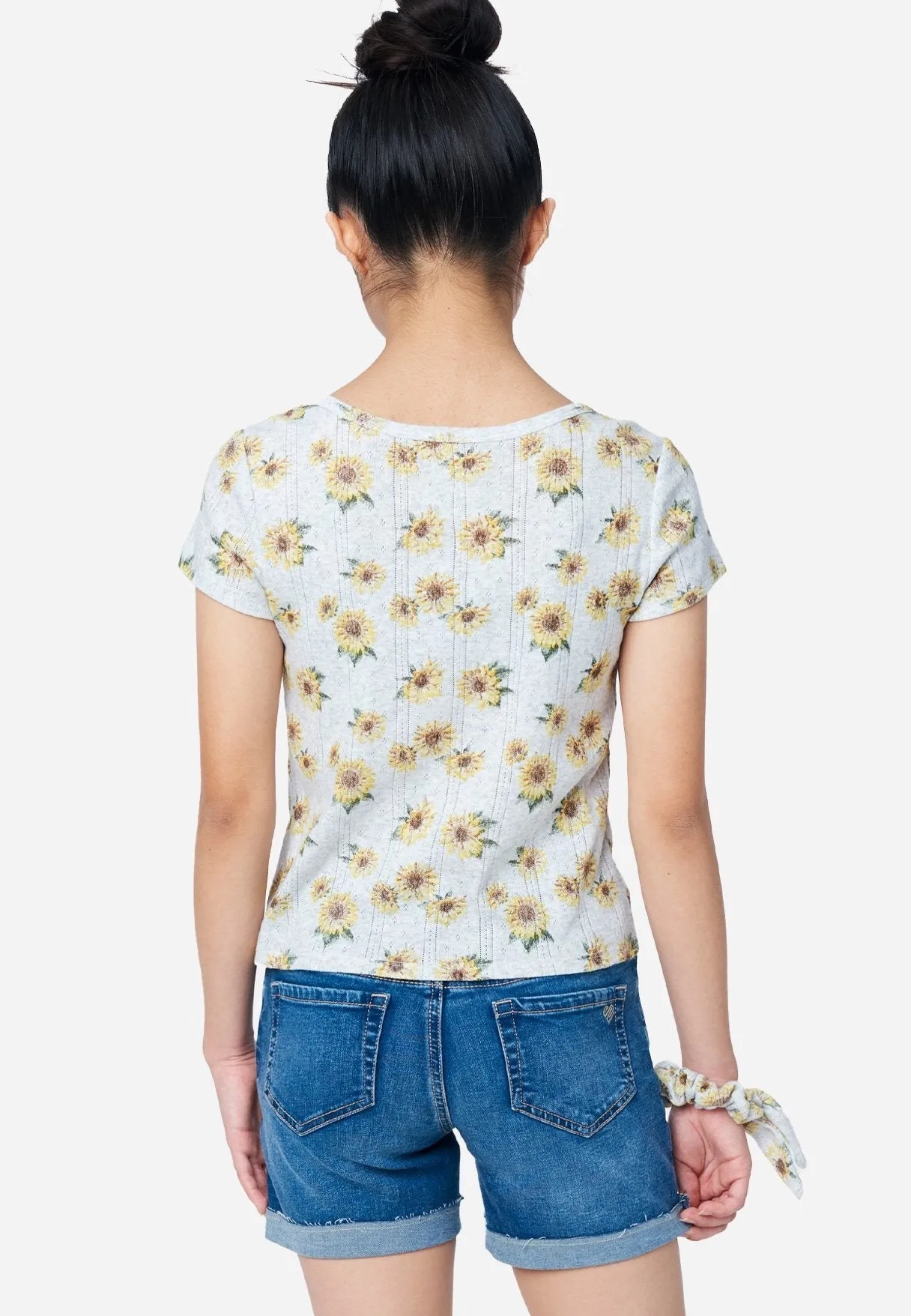 Floral Henley Top & Hair Tie