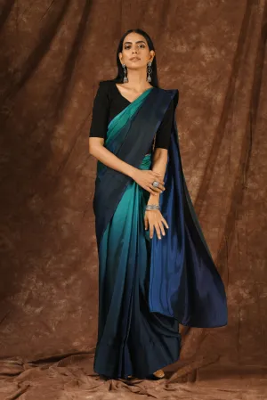 Green & Blue Satin Ombre' Saree