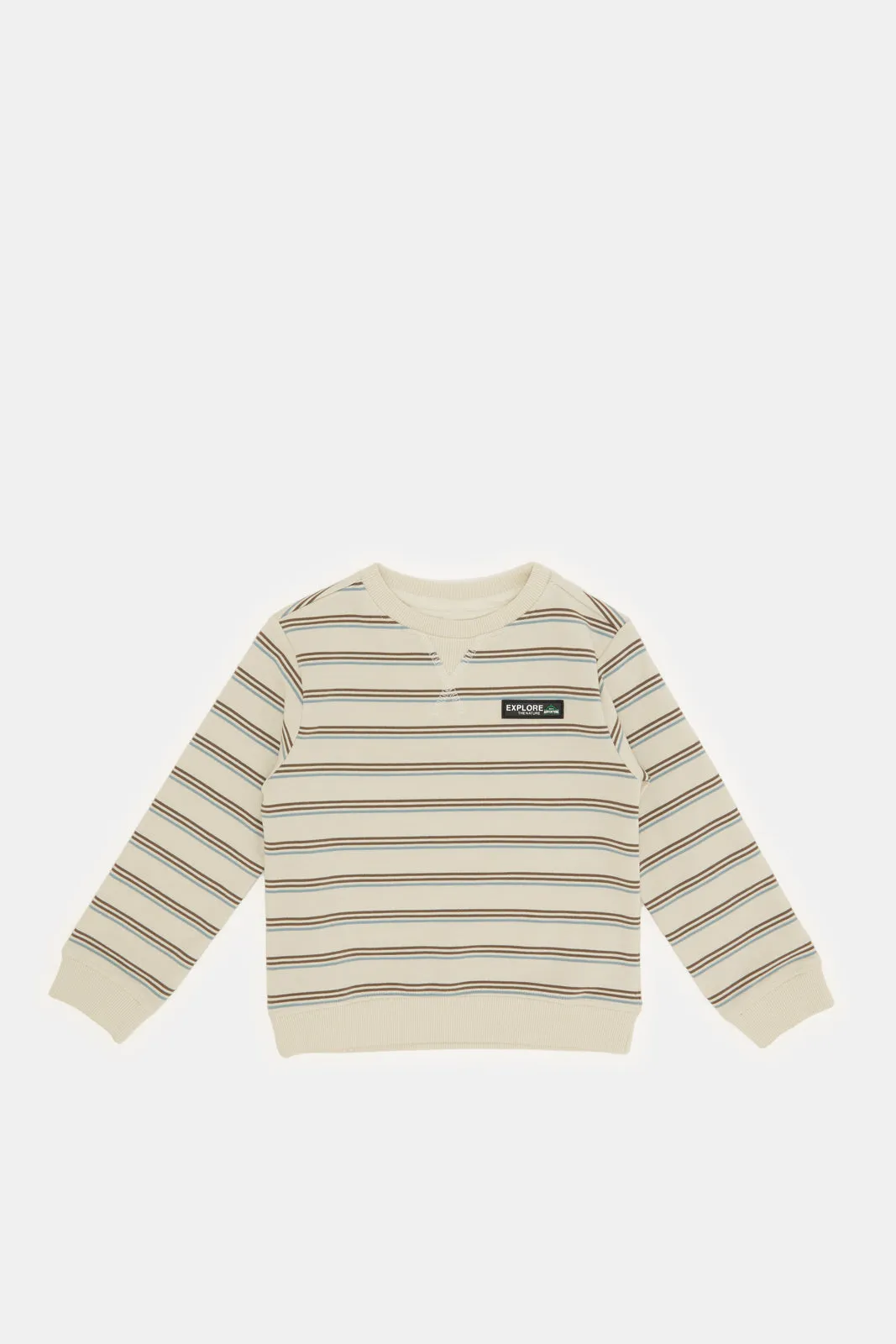 Infant Boys Beige Striped Sweatshirt