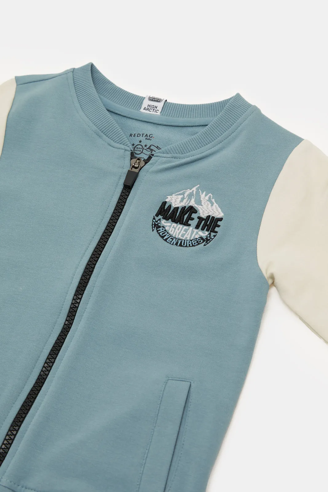 Infant Boys Blue Bomber Zipper Though Sweatshirt