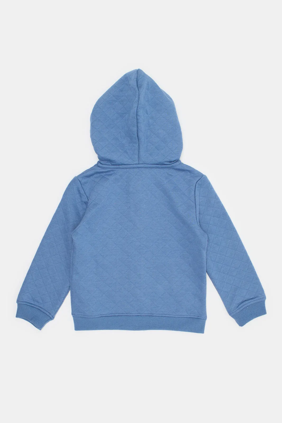 Infant Boys Blue Jacquard Hooded Sweatshirt