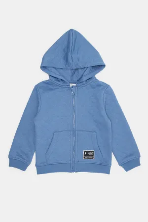 Infant Boys Blue Jacquard Hooded Sweatshirt