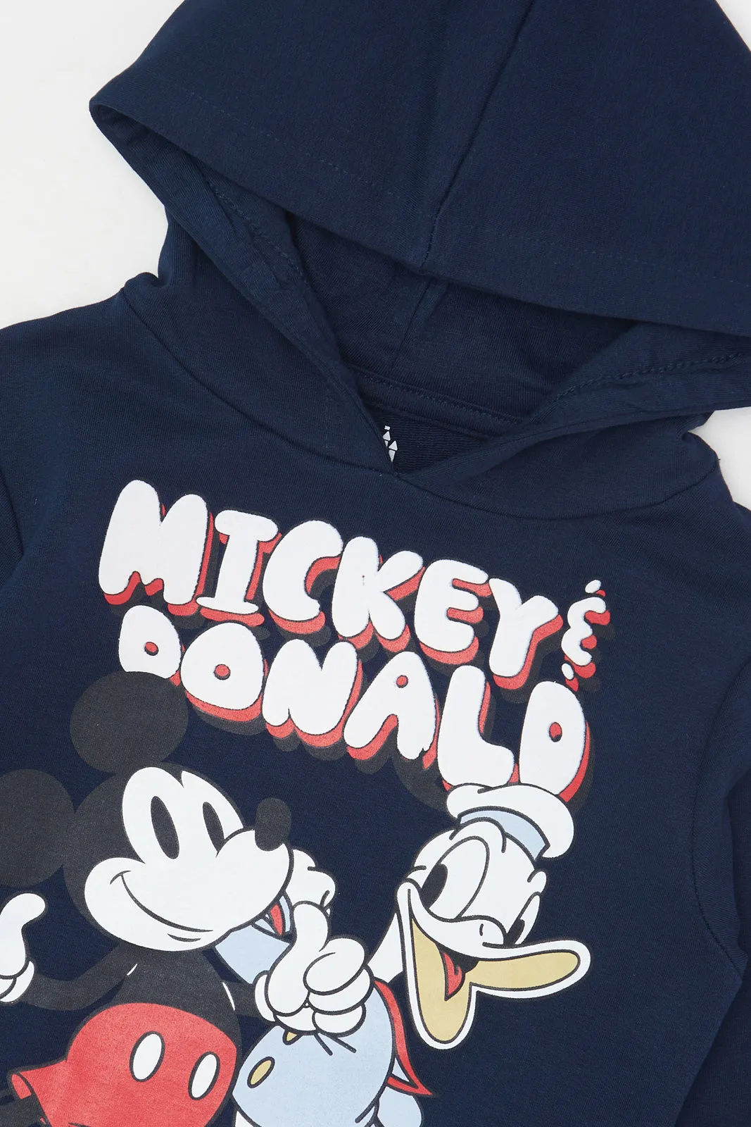 Infant Boys Navy Mickey And Donald Hooded Sweatshirt