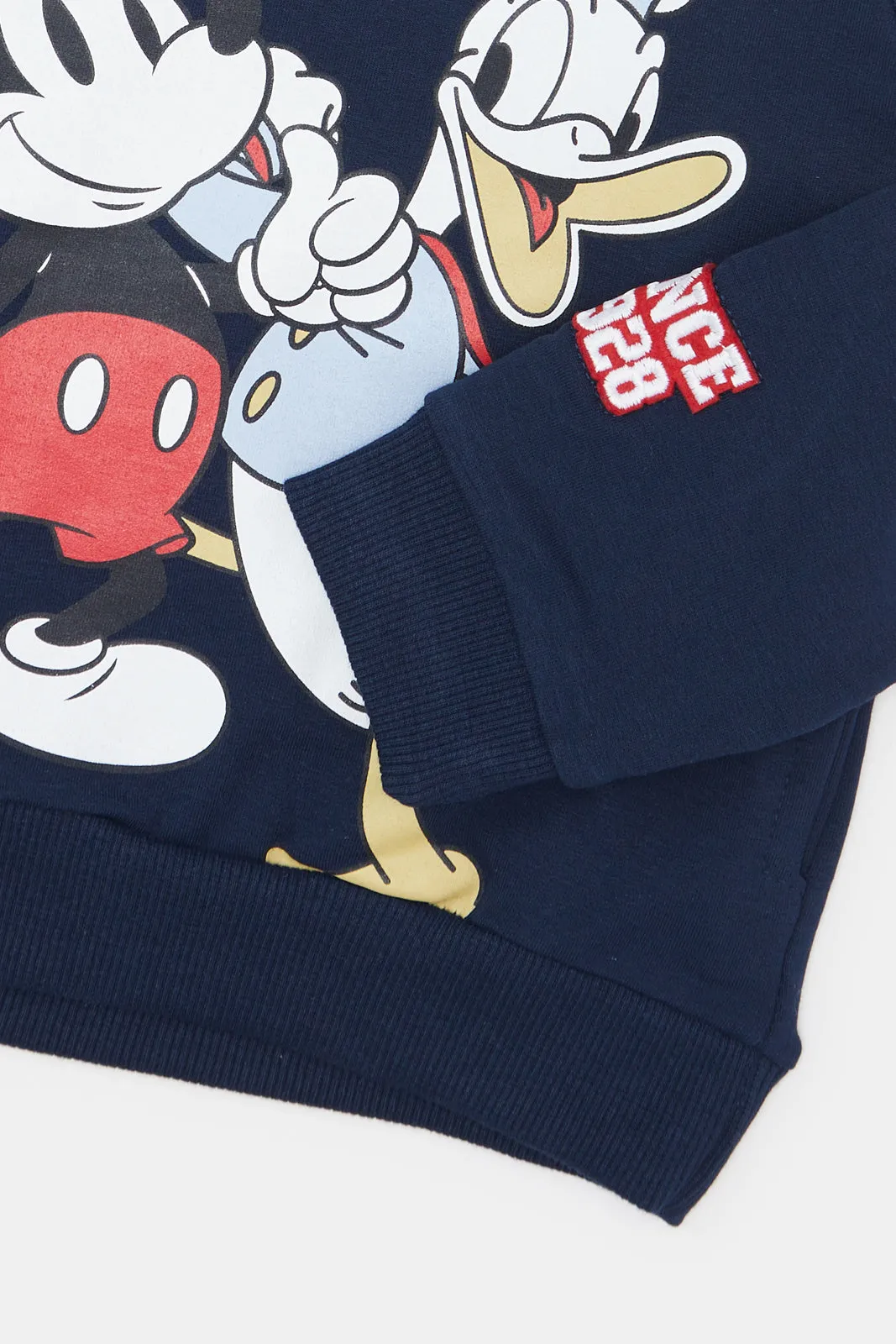 Infant Boys Navy Mickey And Donald Hooded Sweatshirt