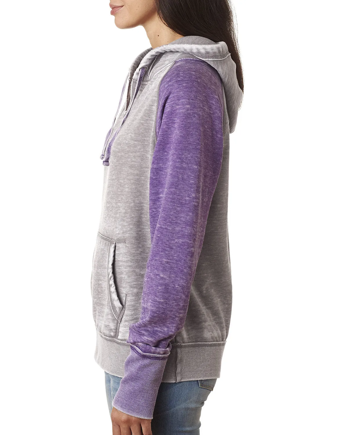 J America JA8926 Ladies' Zen Contrast Pullover Hooded Sweatshirt