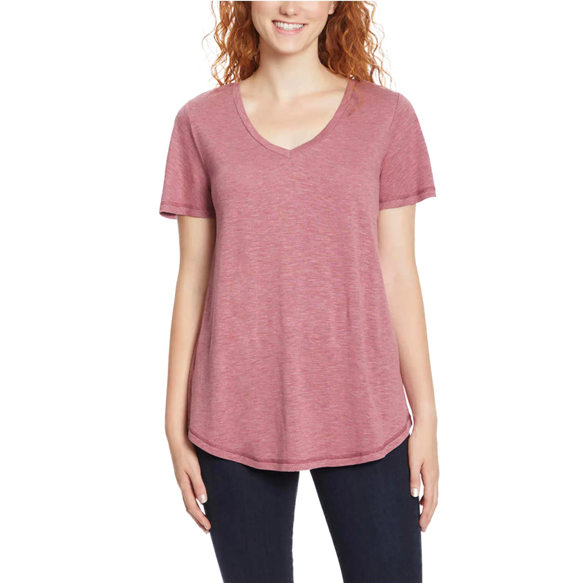 Jessica Simpson Women's Flutter Sleeve Tee Relaxed Fit V-Neck T-Shirt