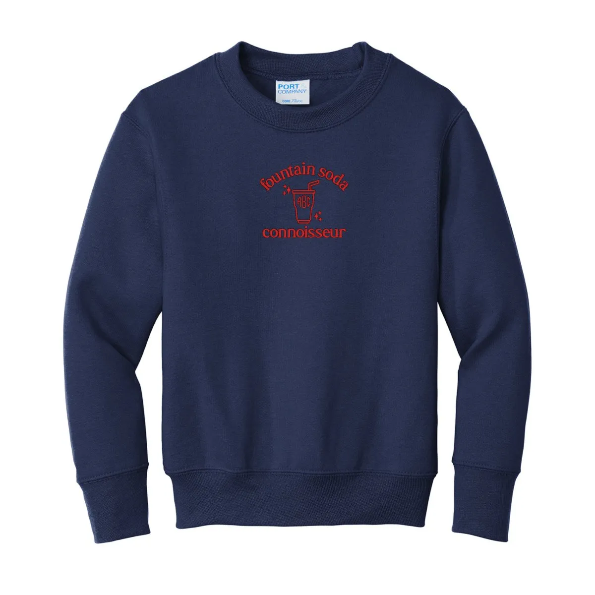 Kids Monogrammed 'Fountain Soda Connoisseur' Crewneck Sweatshirt