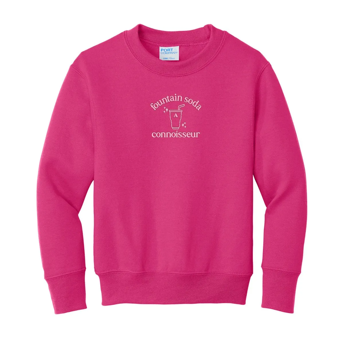 Kids Monogrammed 'Fountain Soda Connoisseur' Crewneck Sweatshirt