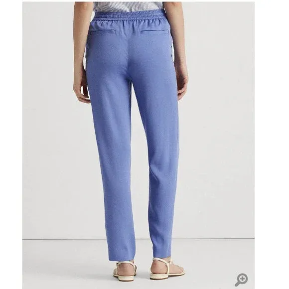 Lauren Ralph Lauren Cropped Georgette Pants – Blue Loch, Size Large