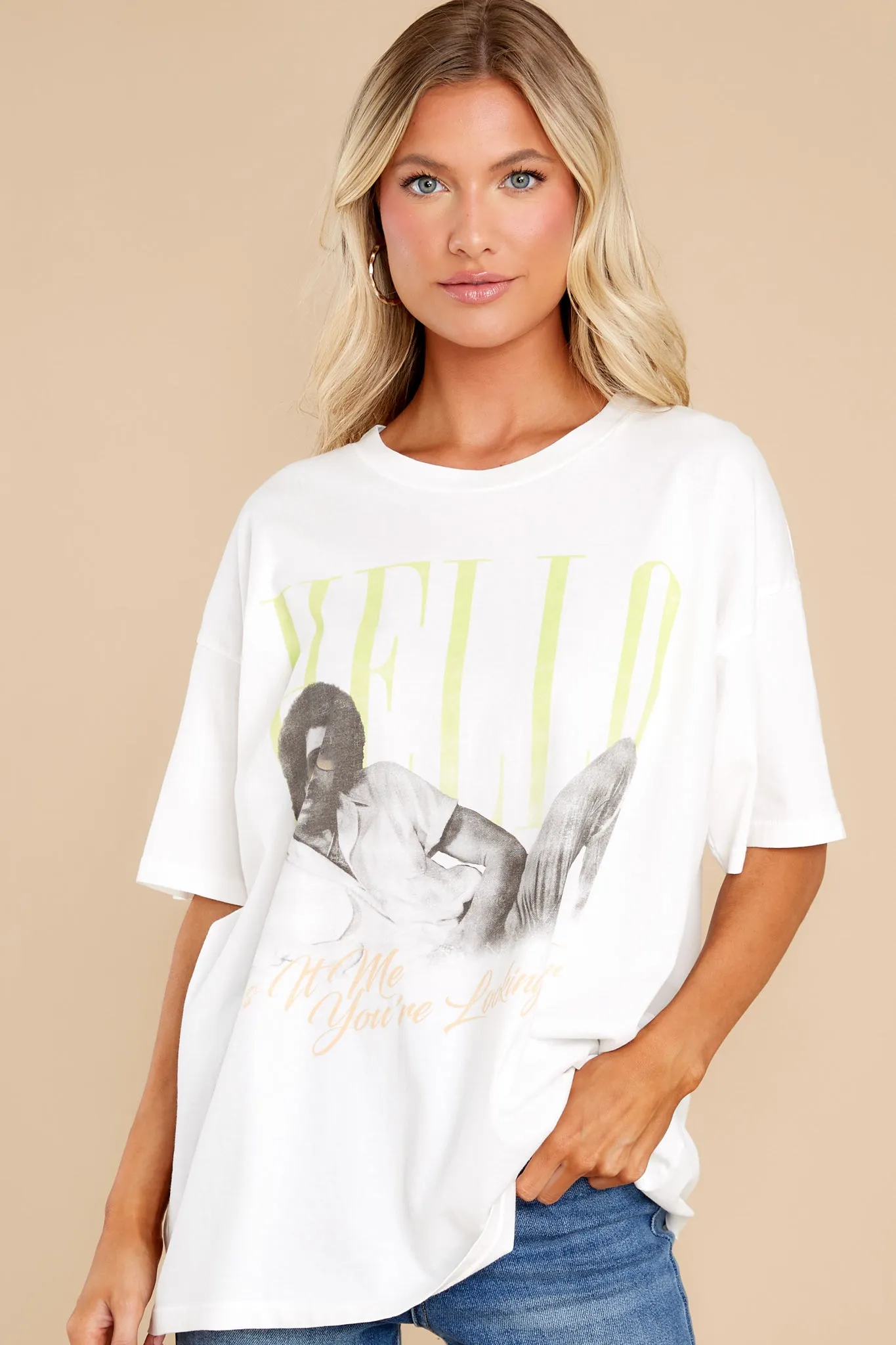 Lionel Richie Hello Vintage White Merch Tee