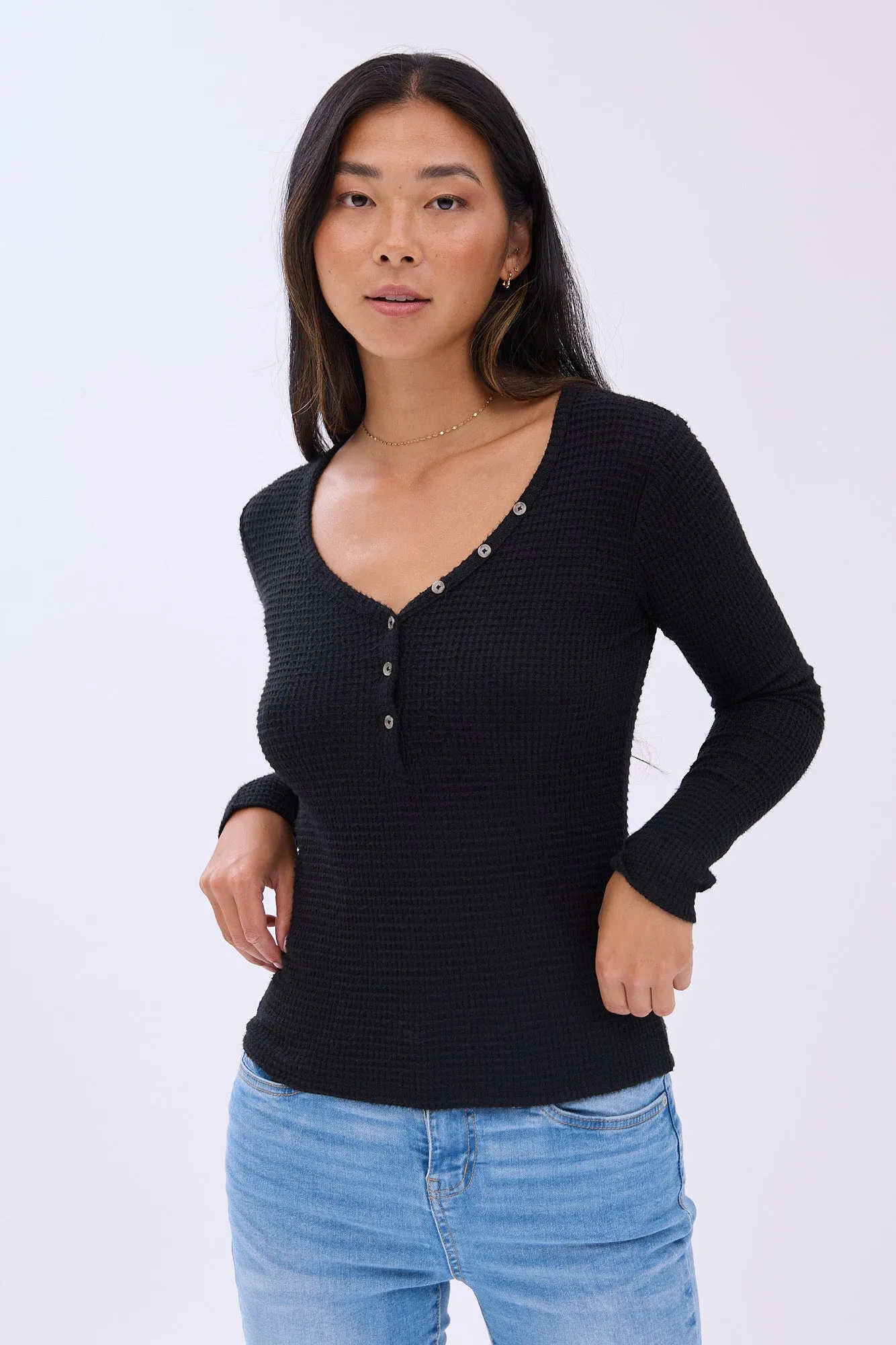 Long Sleeve Henley Top