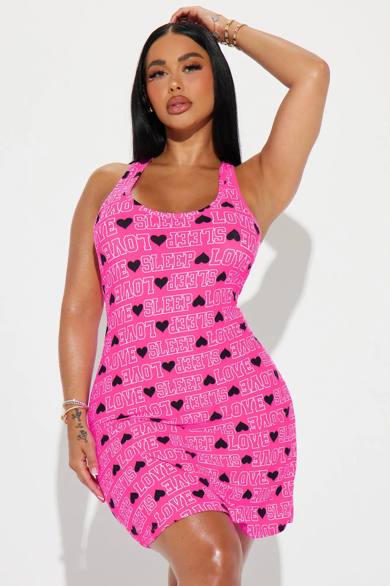 Love Sleep PJ Sleep Dress - Pink/combo