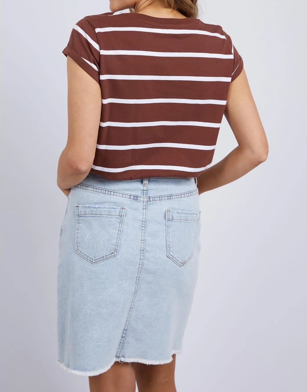 Manly Stripe Tee - Chocolate/White Stripe