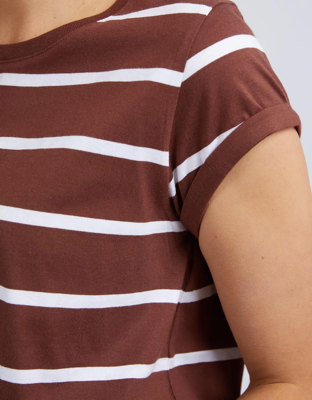 Manly Stripe Tee - Chocolate/White Stripe