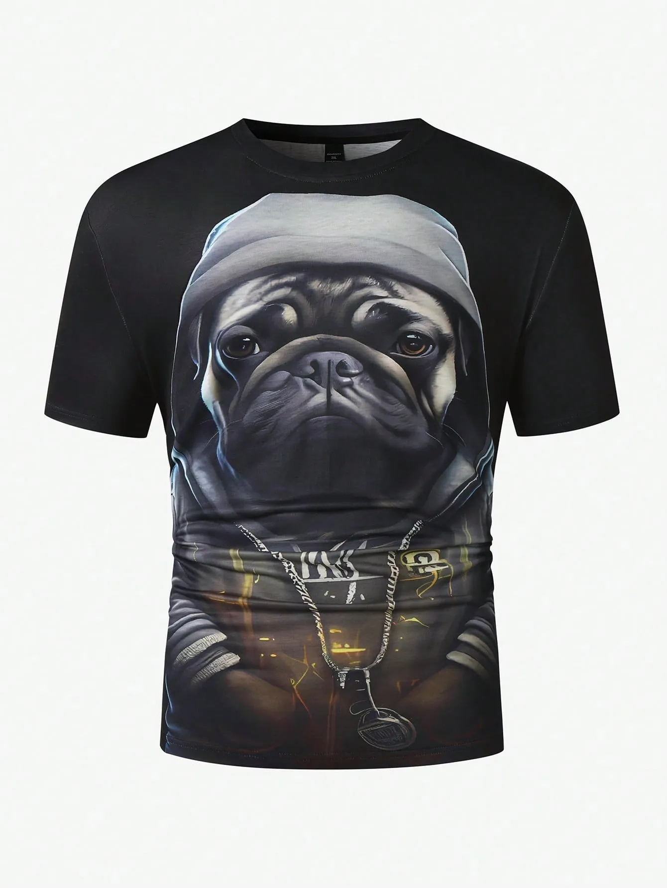 Men's Plus Size Dog Print Round Neck Short Sleeve Casual T-Shirt