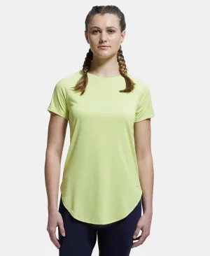 Microfiber Fabric Relaxed Fit Solid Curved Hem Styled Half Sleeve T-Shirt - Daiquiri Green