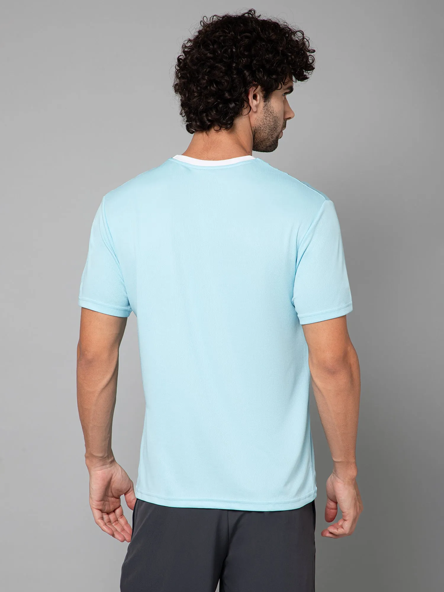 MINIMAL BUZZ STRENGTH MESH BASIC T-SHIRT-SEA BLUE