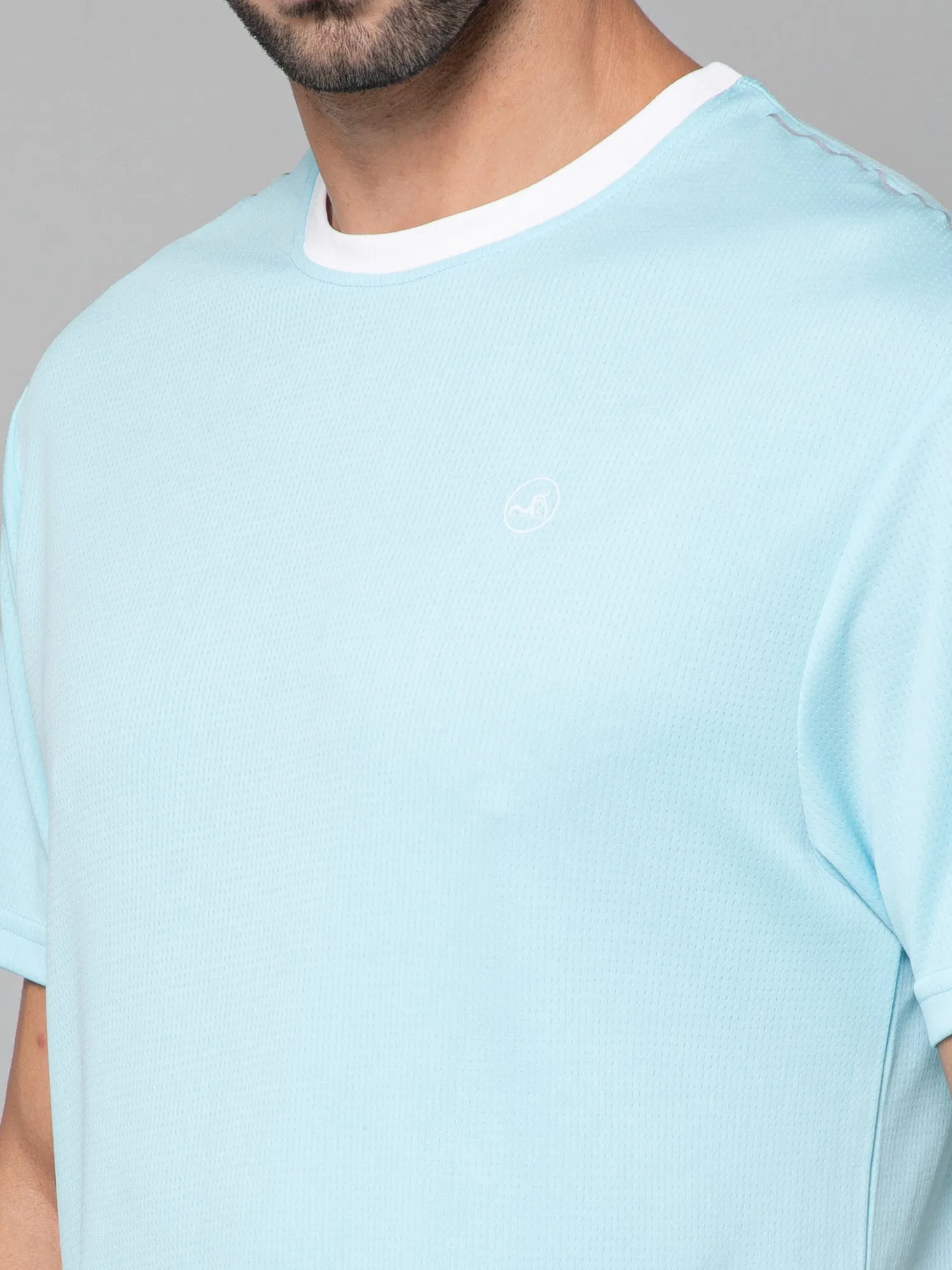 MINIMAL BUZZ STRENGTH MESH BASIC T-SHIRT-SEA BLUE