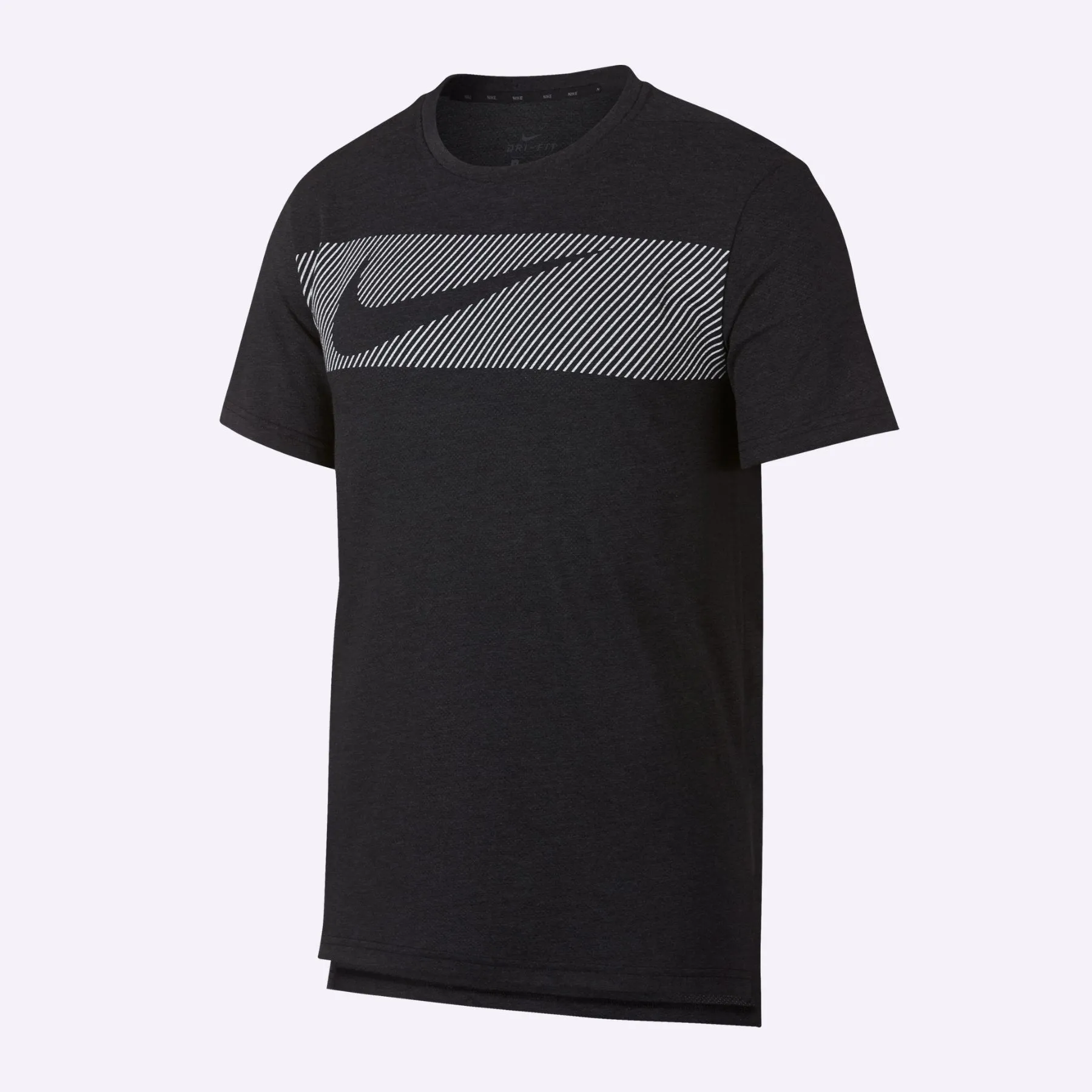 Nike Dri-FIT Breathe Men's Short-Sleeve Training Top - Black Heather/White