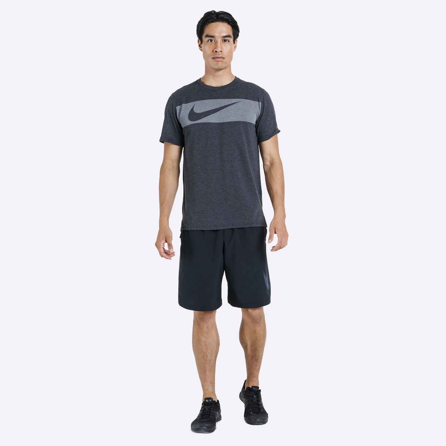 Nike Dri-FIT Breathe Men's Short-Sleeve Training Top - Black Heather/White